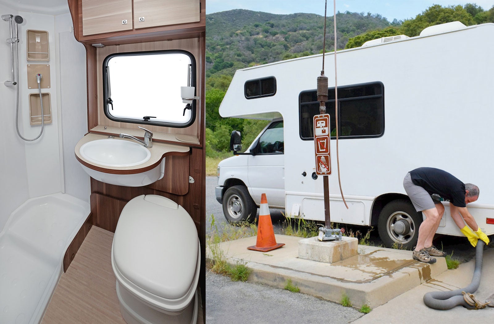 Portable RV/camper toilet and holding tank setup in Zeeland, Michigan